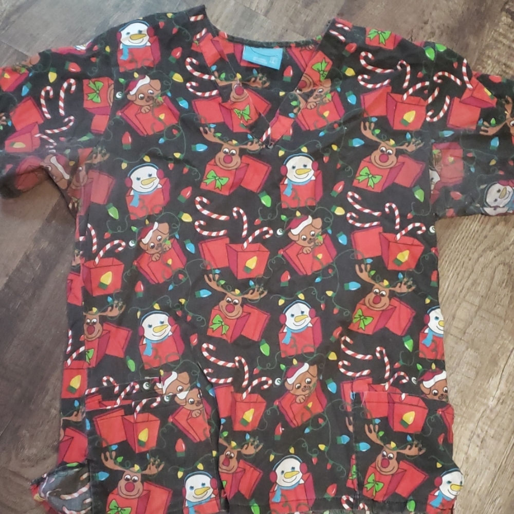 Christmas scrub top